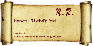 Mancz Richárd névjegykártya